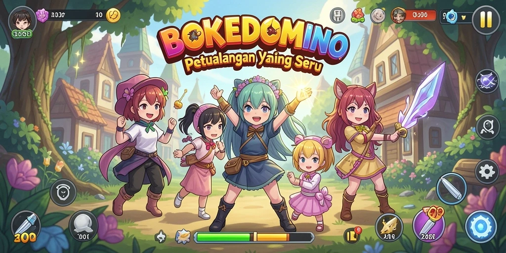 Tampilan gameplay seru dari BOKEDOMINO dengan karakter Anime.