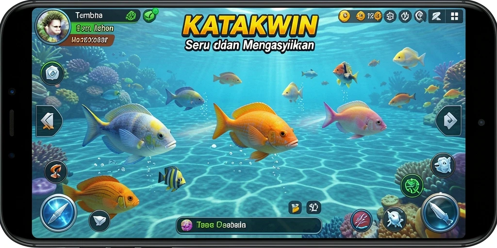 Screenshot gameplay Tembak Ikan yang penuh warna dan menarik.