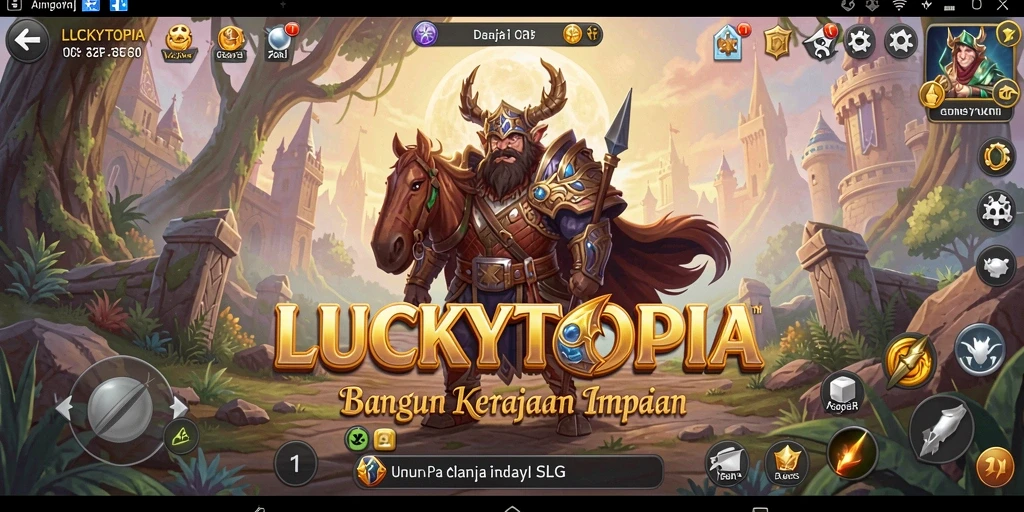 Tampilan gameplay menakjubkan dari LUCKYTOPIA dengan elemen strategi.