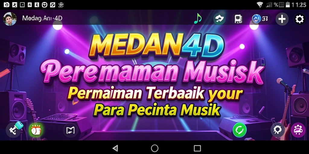 Tampilan gameplay menarik dari MEDAN4D dengan musik yang menggugah semangat.