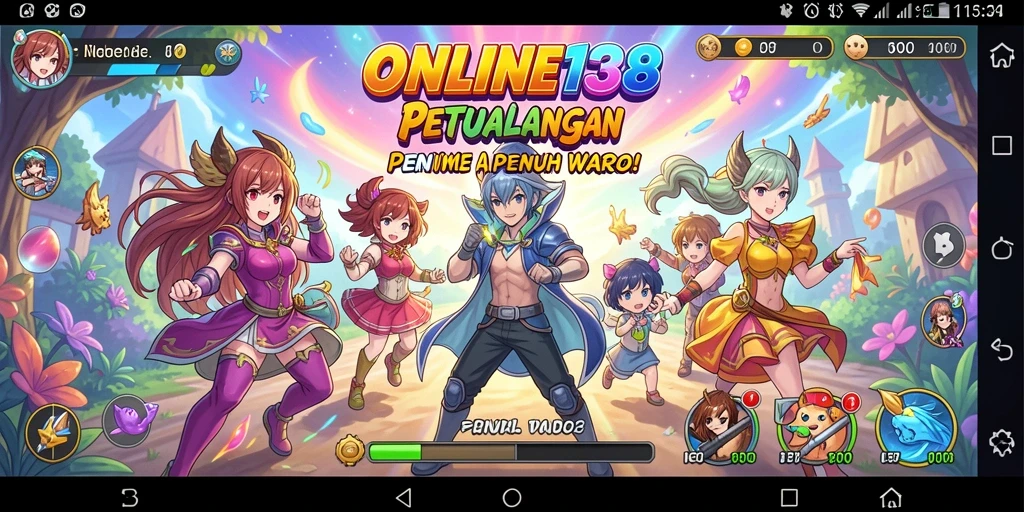 Screenshot utama ONLINE138 menampilkan karakter anime dalam aksi pertarungan.