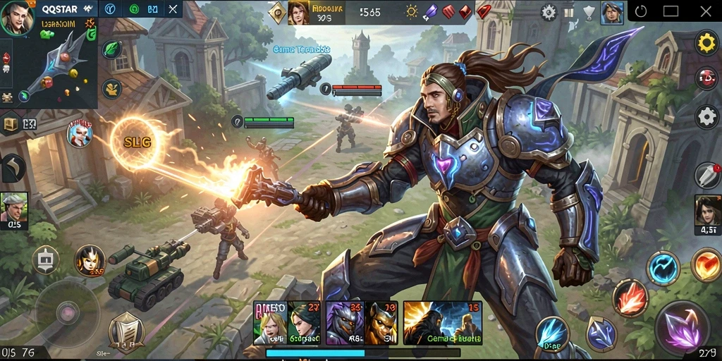 Screenshot gameplay QQSTAR menampilkan pertempuran strategis yang menegangkan.
